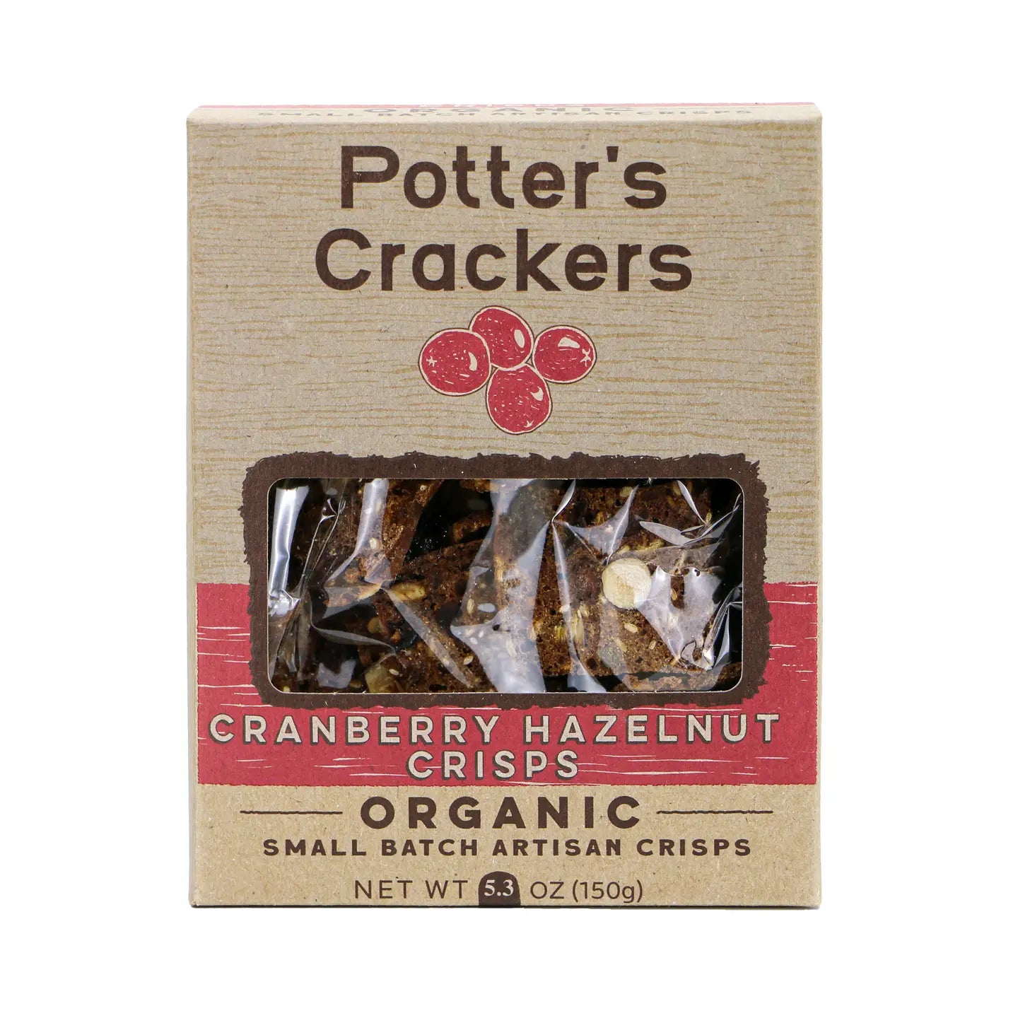 Potter's Crackers - Organic Cranberry Hazelnut Crisps - Wisconsin